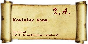 Kreisler Anna névjegykártya